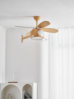 Heli Breeze Wooden Helicopter Ceiling Fan with Integrated LED Light for Kids' Rooms