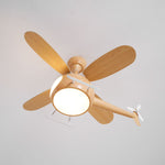 Heli Breeze Wooden Helicopter Ceiling Fan with Integrated LED Light for Kids' Rooms