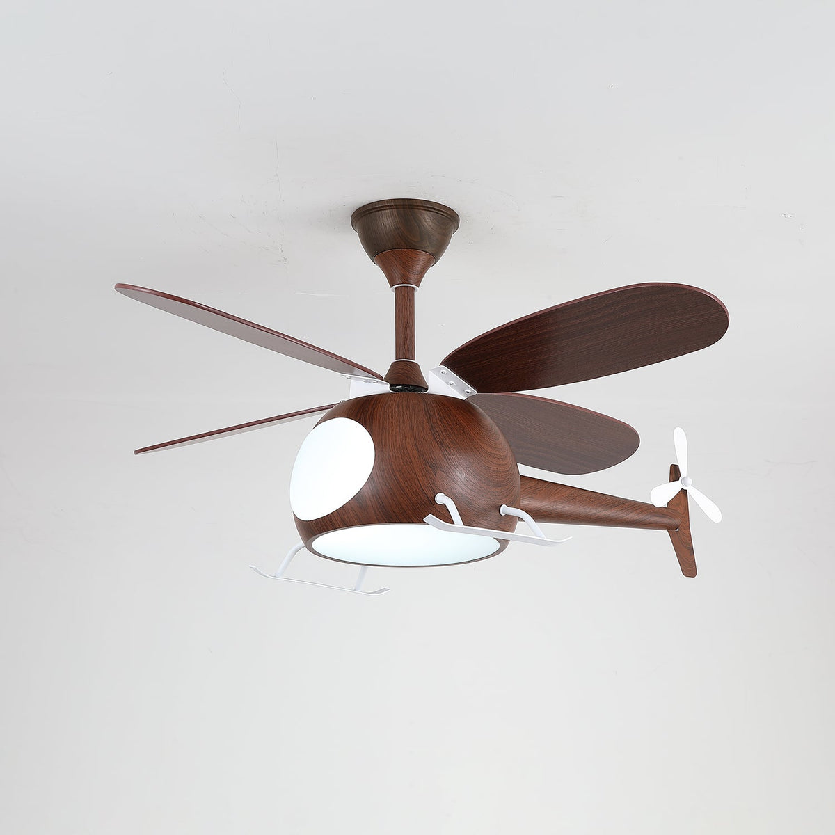 Heli Breeze Wooden Helicopter Ceiling Fan with Integrated LED Light for Kids' Rooms