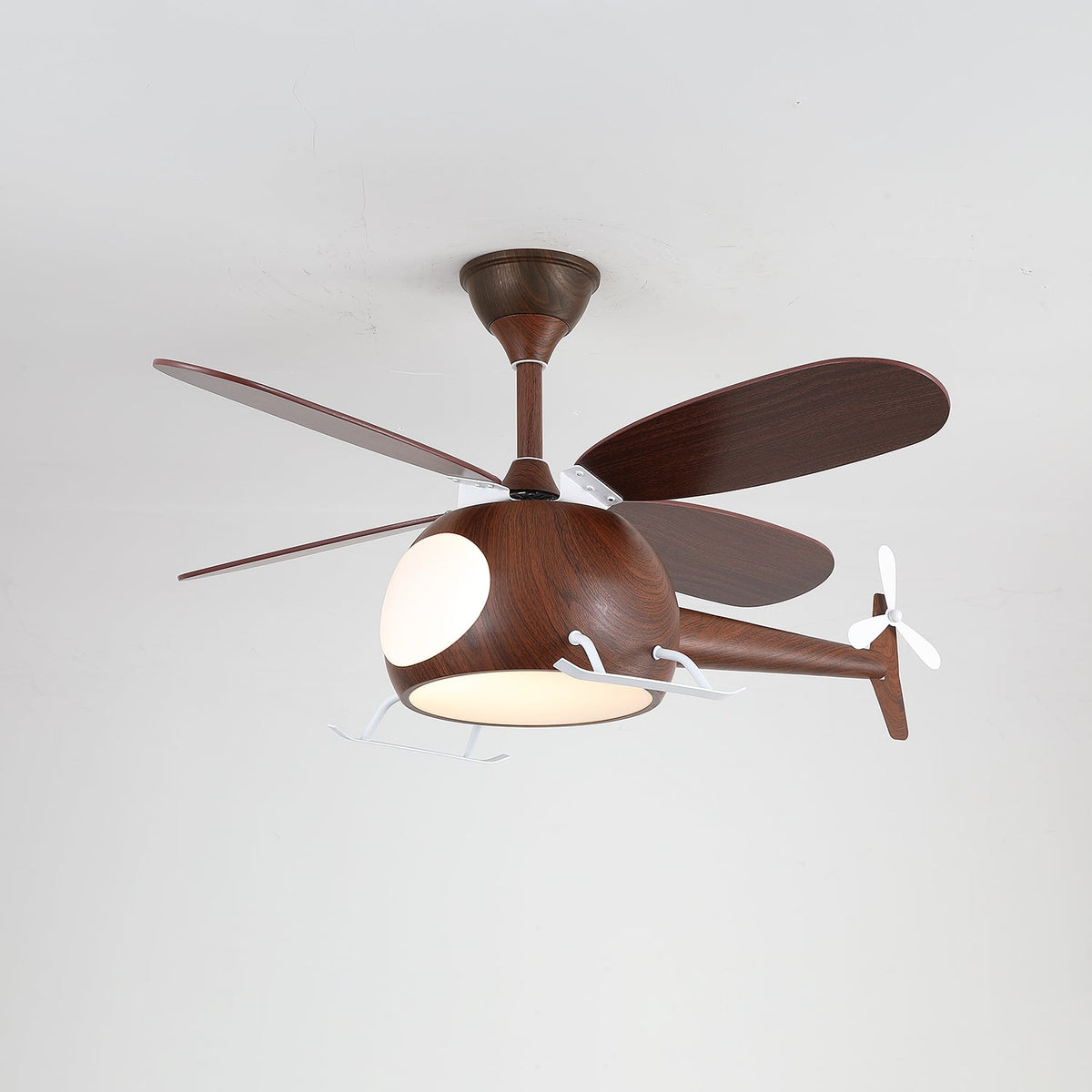 Heli Breeze Wooden Helicopter Ceiling Fan with Integrated LED Light for Kids' Rooms