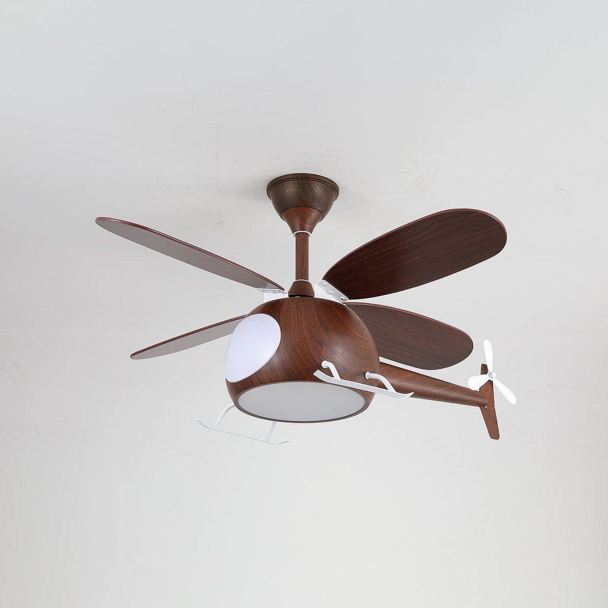 Heli Breeze Wooden Helicopter Ceiling Fan with Integrated LED Light for Kids' Rooms