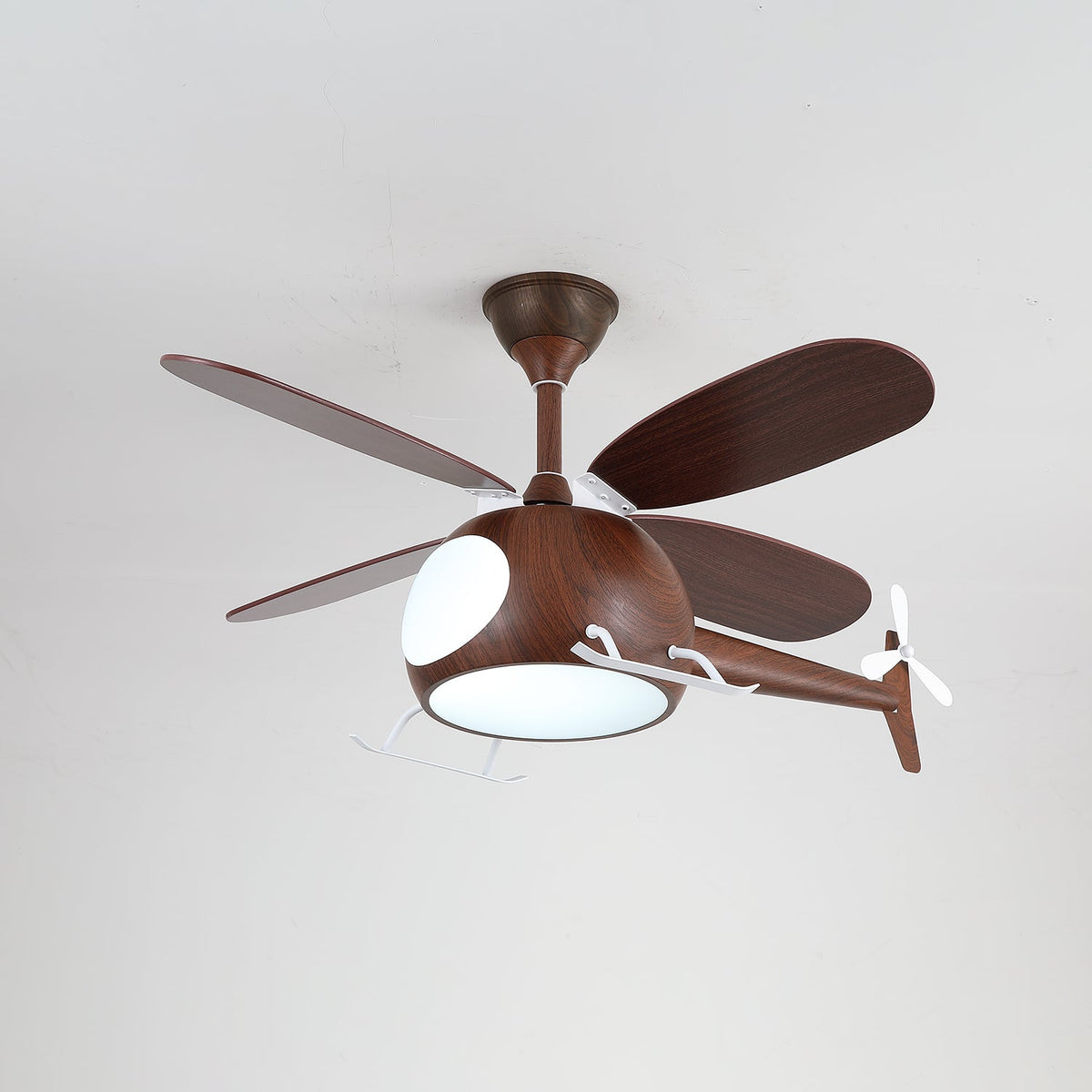 Heli Breeze Wooden Helicopter Ceiling Fan with Integrated LED Light for Kids' Rooms