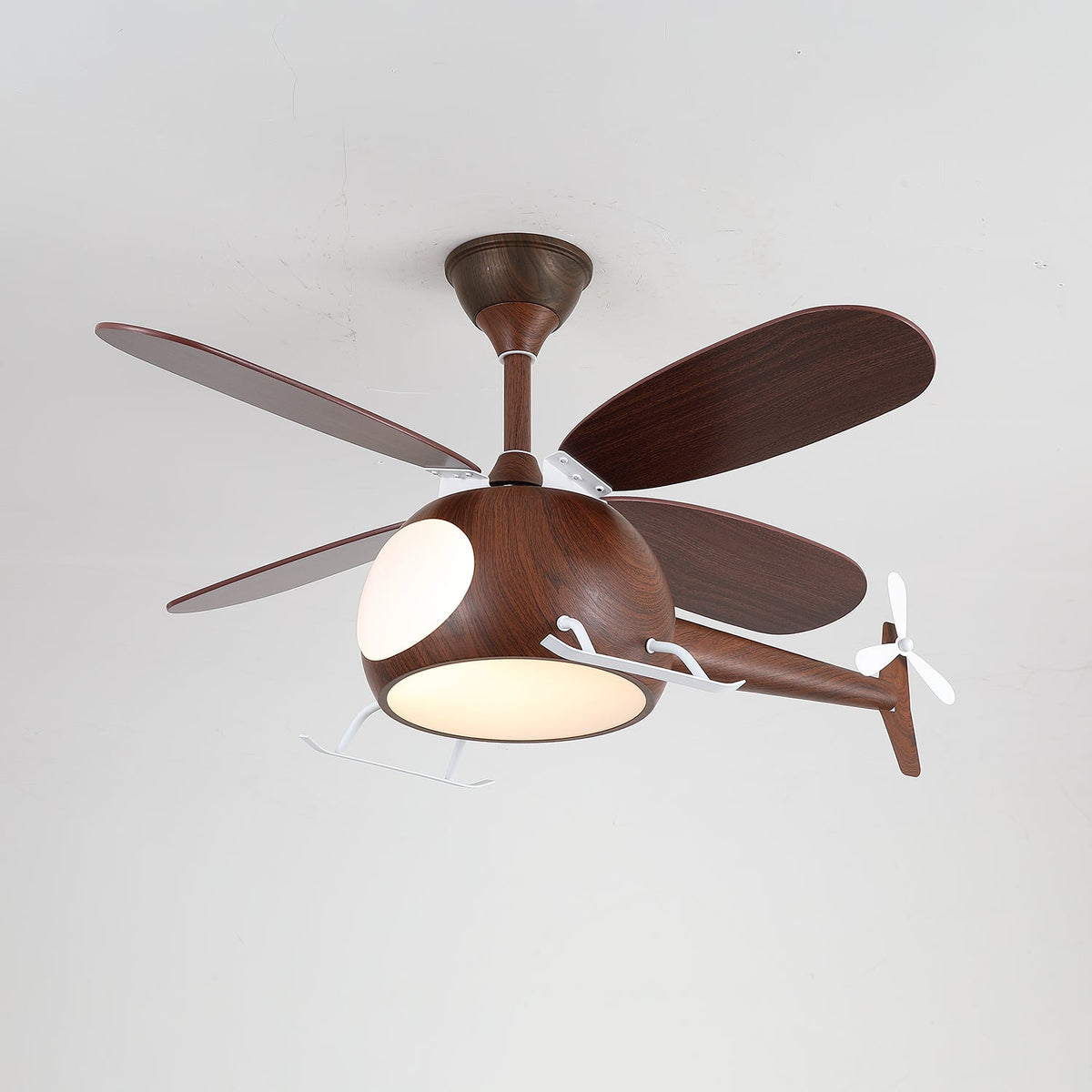Heli Breeze Wooden Helicopter Ceiling Fan with Integrated LED Light for Kids' Rooms