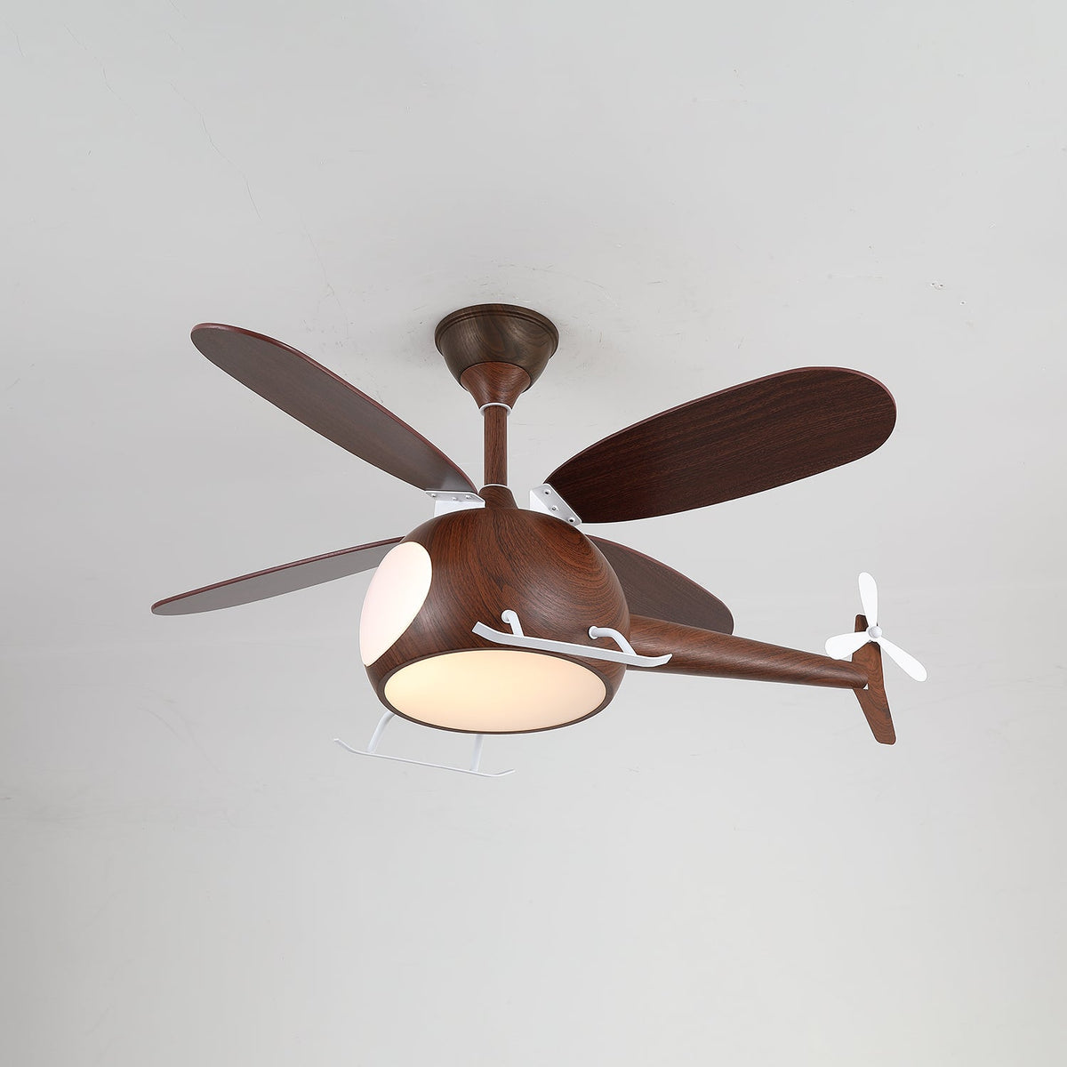 Heli Breeze Wooden Helicopter Ceiling Fan with Integrated LED Light for Kids' Rooms