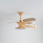 Heli Breeze Wooden Helicopter Ceiling Fan with Integrated LED Light for Kids' Rooms