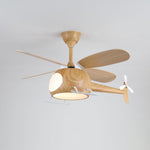 Heli Breeze Wooden Helicopter Ceiling Fan with Integrated LED Light for Kids' Rooms