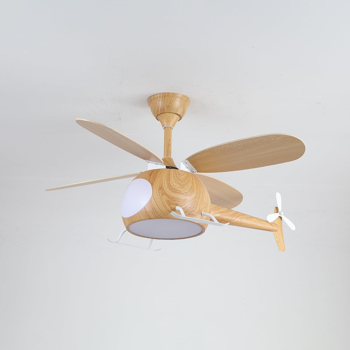 Heli Breeze Wooden Helicopter Ceiling Fan with Integrated LED Light for Kids' Rooms