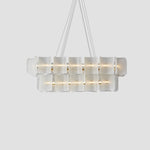 Helios Rectangular LED Pendant Light in Brass and Frosted Glass
