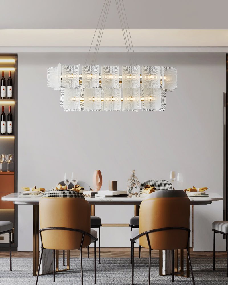 Helios Rectangular LED Pendant Light in Brass and Frosted Glass