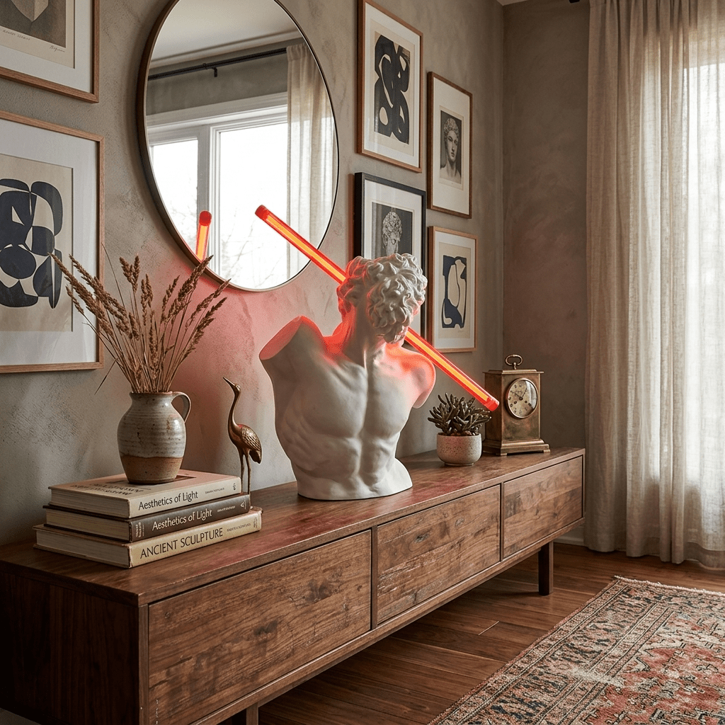 Helios Strike Sculpture Table Lamp with LED Light Rod