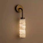 Helix Alabaster Wall Sconce in Bronze with Warm LED Light