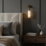 Helix Alabaster Wall Sconce in Bronze with Warm LED Light