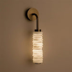 Helix Alabaster Wall Sconce in Bronze with Warm LED Light