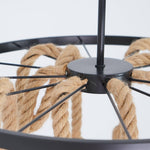 Hemp Rope Industrial Chandelier – Six-Light Pendant for Modern Rustic Interiors