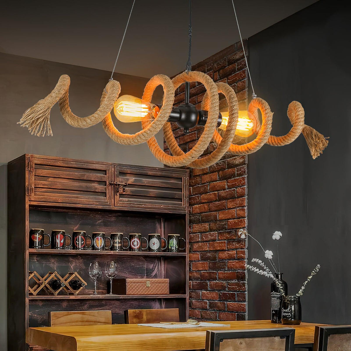 Artisan Hemp Rope Spiral Chandelier for Modern Interiors