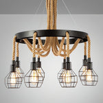 Industrial Starfall Chandelier with Hemp Rope Accents