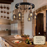 Industrial Starfall Chandelier with Hemp Rope Accents