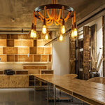 Industrial Starfall Chandelier with Hemp Rope Accents