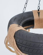 Industrial Hemp Rope Tire Chandelier with Edison Bulbs