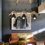 Industrial Wave Chandelier with Natural Hemp Rope – Modern Farmhouse Pendant Light