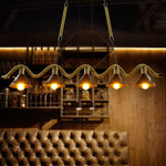Industrial Wave Chandelier with Natural Hemp Rope – Modern Farmhouse Pendant Light