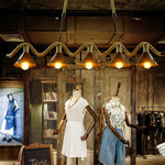 Industrial Wave Chandelier with Natural Hemp Rope – Modern Farmhouse Pendant Light