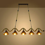 Industrial Wave Chandelier with Natural Hemp Rope – Modern Farmhouse Pendant Light