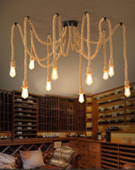 Artisan Hemp Rope Scattered Flower Chandelier for Rustic Interiors