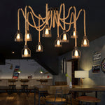Artisan Hemp Rope Scattered Flower Chandelier for Rustic Interiors