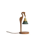 Walnut Heron Sculptural Table Lamp with Candle Warmer – Brass & Forest Green
