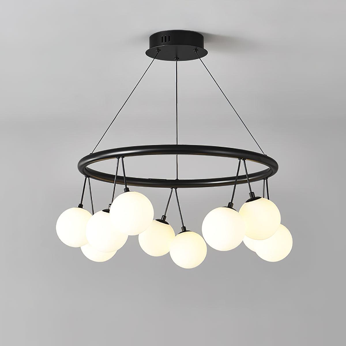 Heronia Modern Glass Chandelier with Black Metal Frame