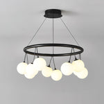 Heronia Modern Glass Chandelier with Black Metal Frame