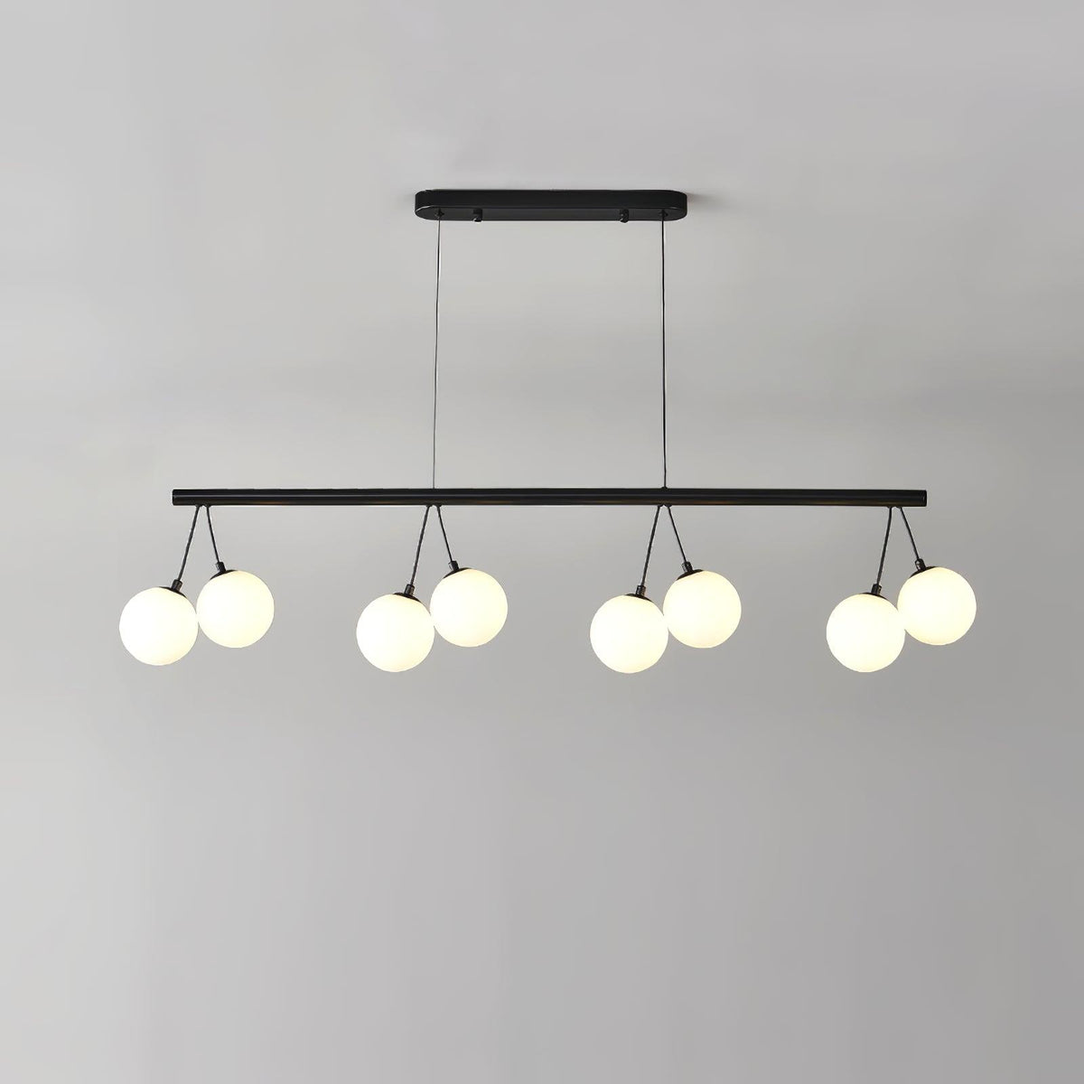 Heronia Modern Glass Chandelier with Black Metal Frame