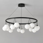 Heronia Modern Glass Chandelier with Black Metal Frame