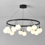 Heronia Modern Glass Chandelier with Black Metal Frame