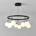 Heronia Modern Glass Chandelier with Black Metal Frame