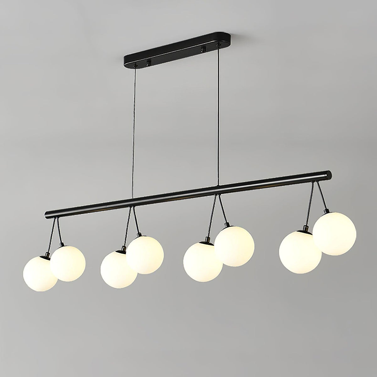 Heronia Modern Glass Chandelier with Black Metal Frame