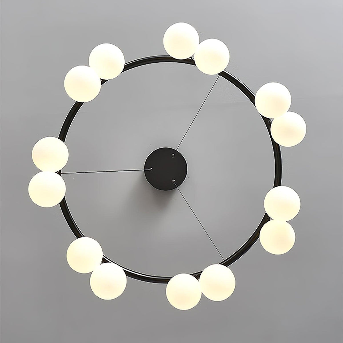 Heronia Modern Glass Chandelier with Black Metal Frame