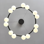 Heronia Modern Glass Chandelier with Black Metal Frame