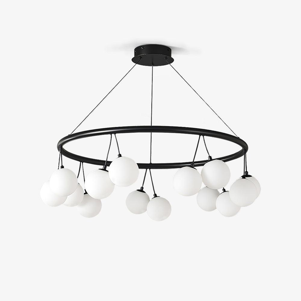 Heronia Modern Glass Chandelier with Black Metal Frame