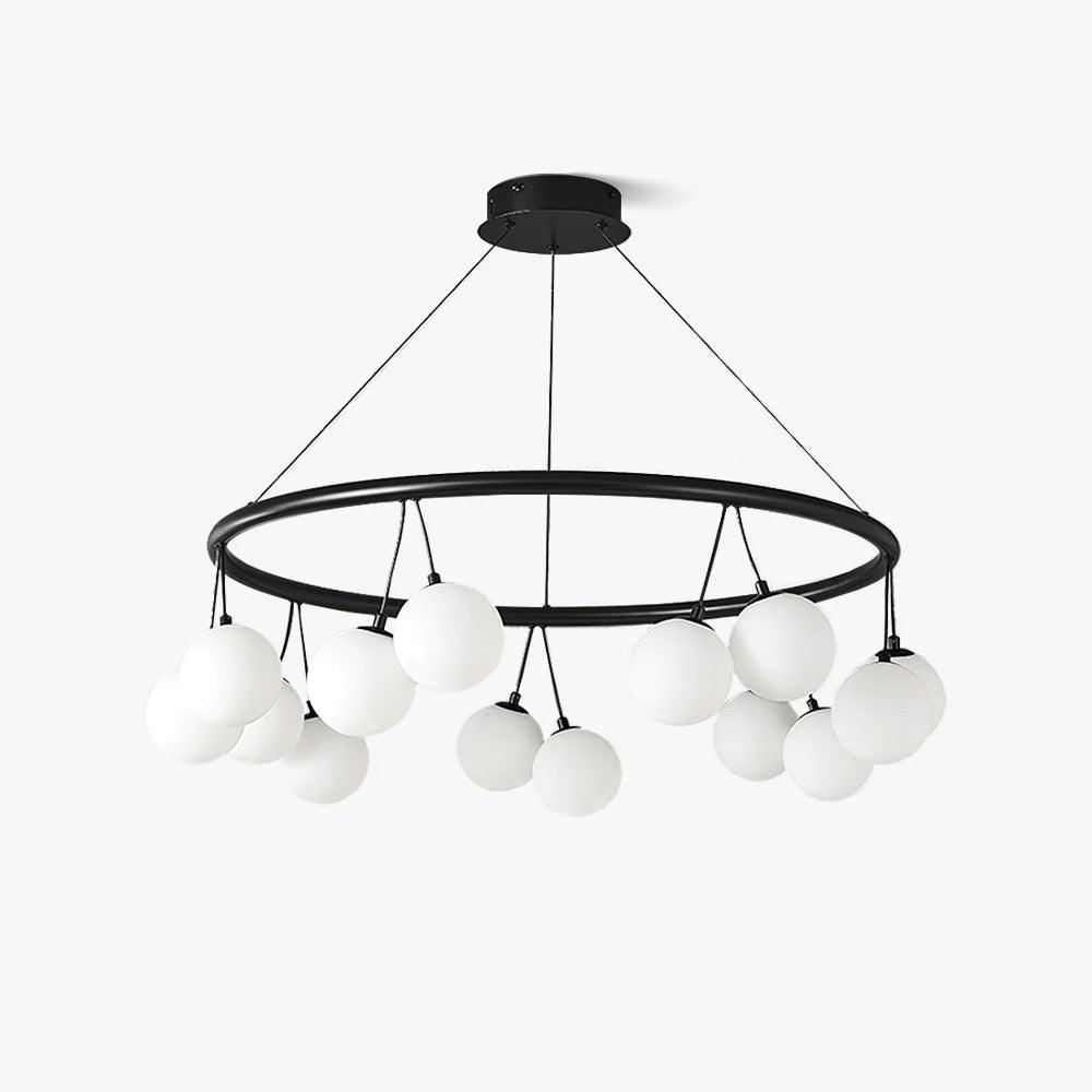 Heronia Modern Glass Chandelier with Black Metal Frame