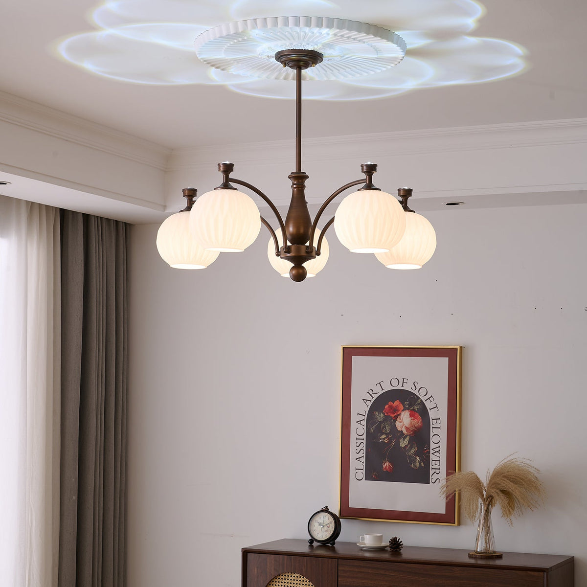 Hespera Orb Chandelier – Modern Glass & Bronze Pendant Light