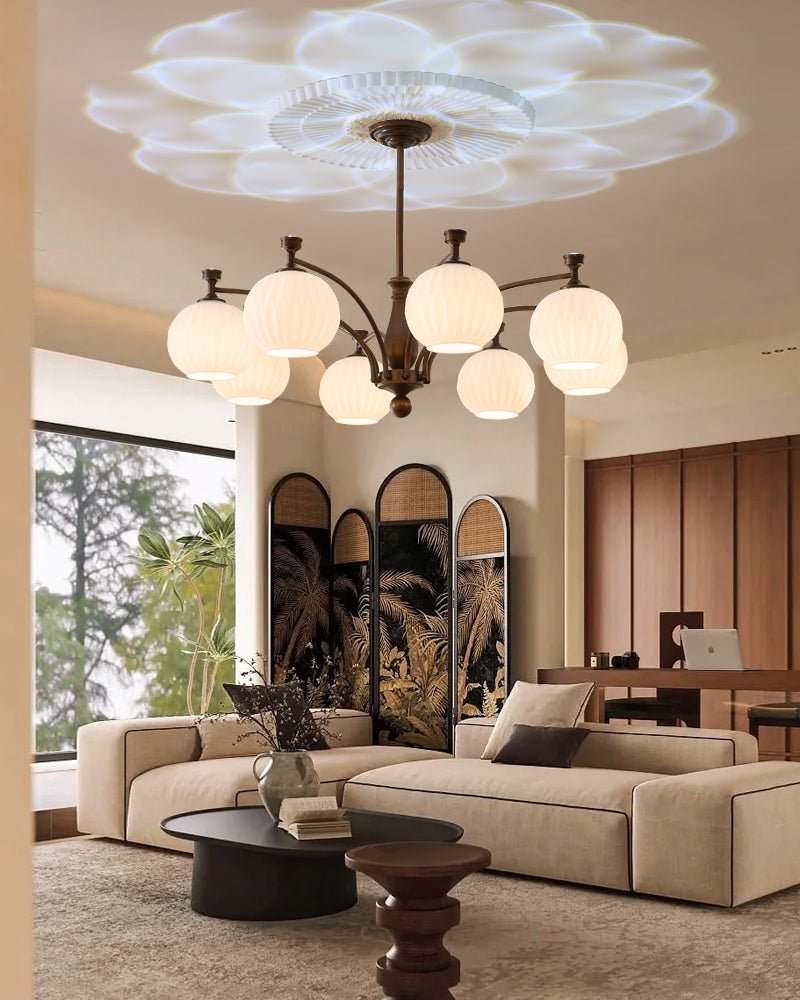 Hespera Orb Chandelier – Modern Glass & Bronze Pendant Light