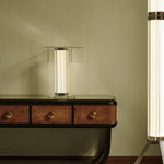 Hexagonal Glass Table Lamp with Integrated LED – Modern Minimalist Desk Lamp