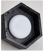 Hexarion Hexagonal Black Travertine Ceiling Light with Gold Interior