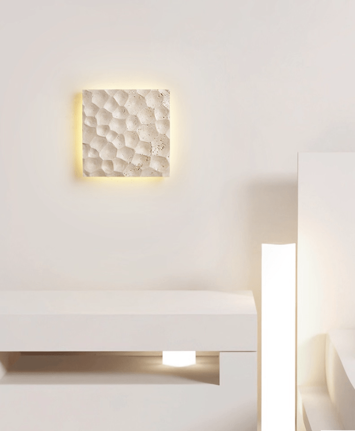 Hive Hexagonal Travertine Wall Sconce for Modern Interiors