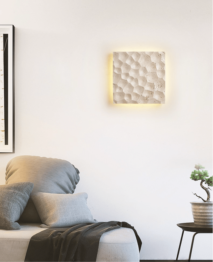 Hive Hexagonal Travertine Wall Sconce for Modern Interiors