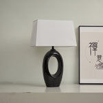 Hollow Oval Ceramic Table Lamp with Fabric Shade