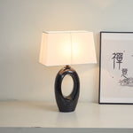 Hollow Oval Ceramic Table Lamp with Fabric Shade