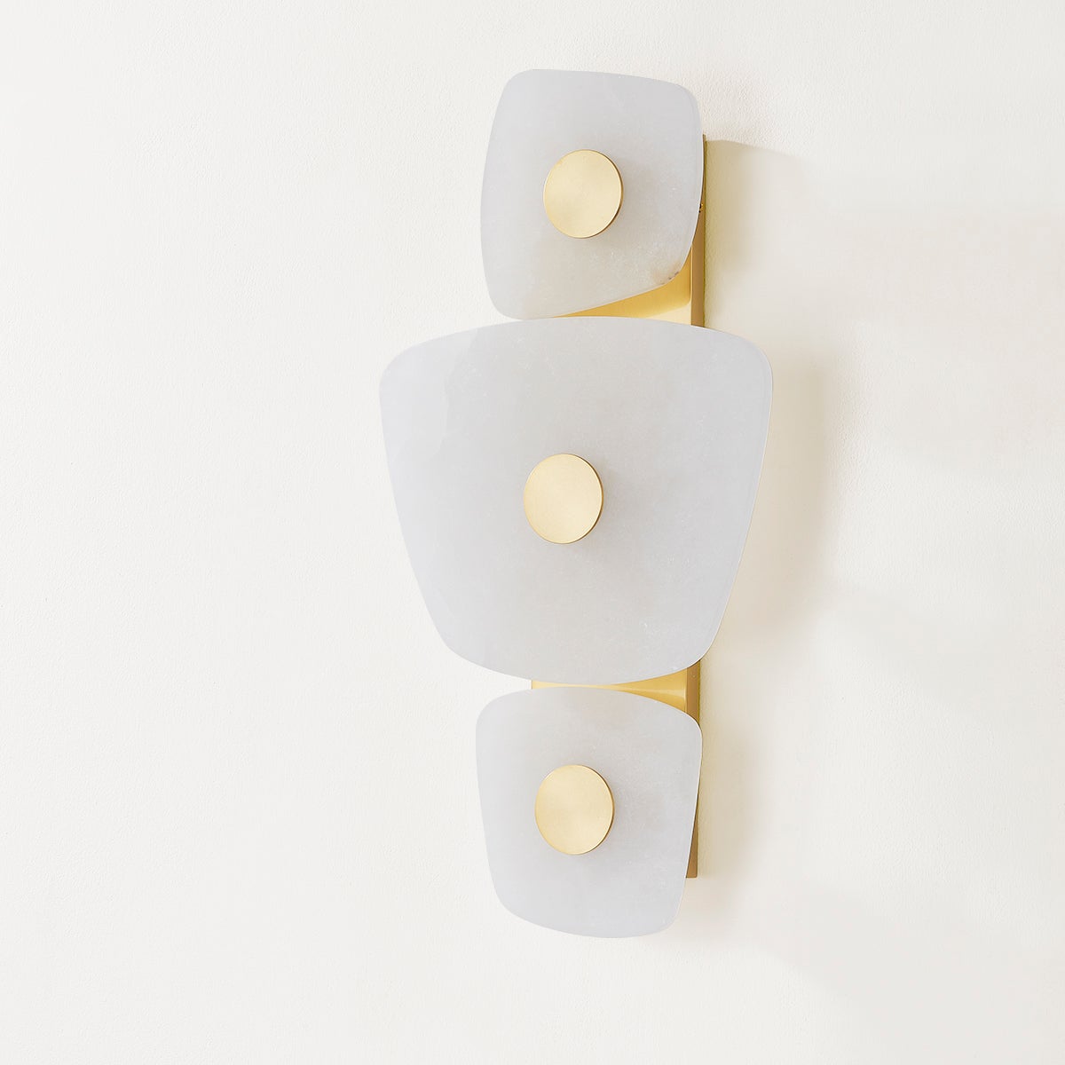 Holmdel Alabaster Wall Sconce in Aged Brass | Modern LED Wall Light